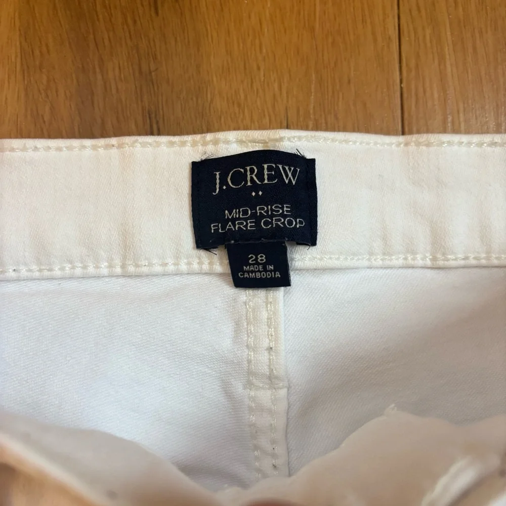 J. Crew Mid Rise Kick Flare Denim White Jeans - Picture 4 of 5
